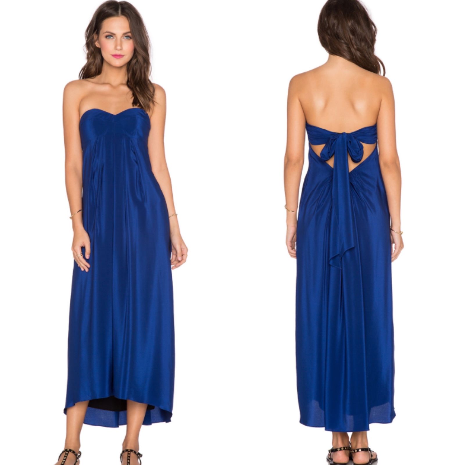 Amanda Uprichard Tie Back Maxi Dress Sapphire Blue